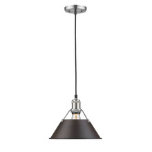  3306-M PW-RBZ - Orwell PW Medium Pendant - 10" in Pewter with Rubbed Bronze shade